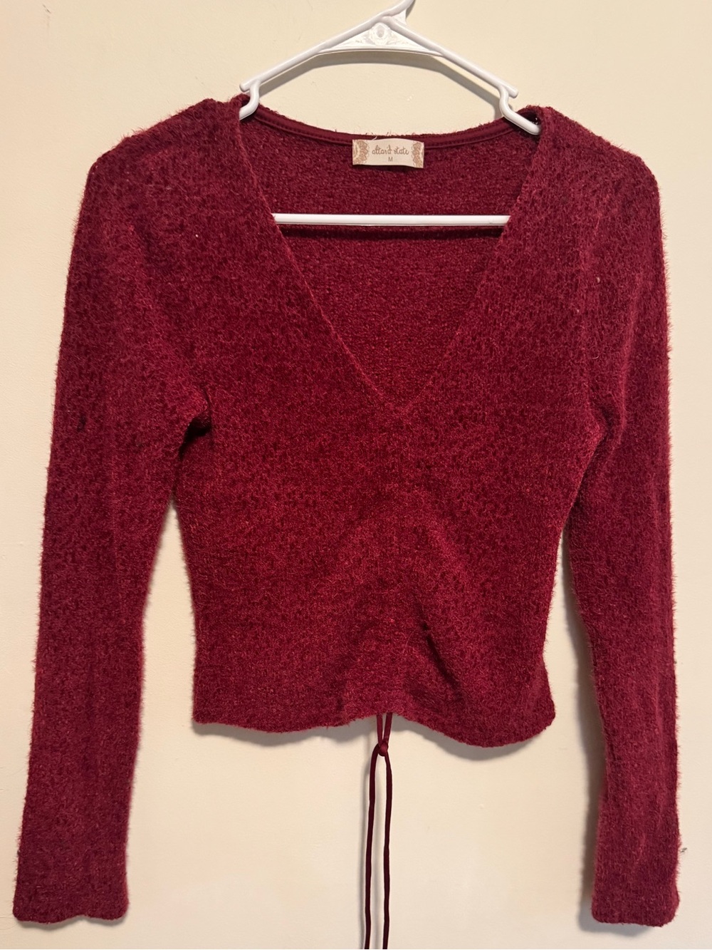 Altar’d State Wine Red V-Neck Long Sleeve Sweater Top